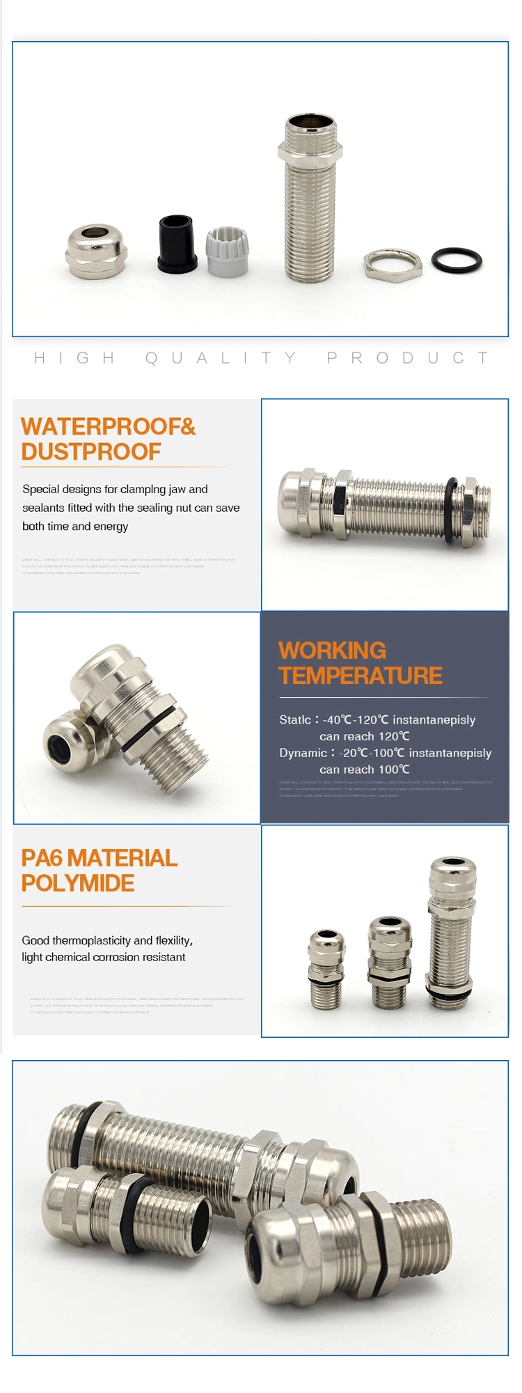 Brass Cable Gland Size Longer Threaded IP68